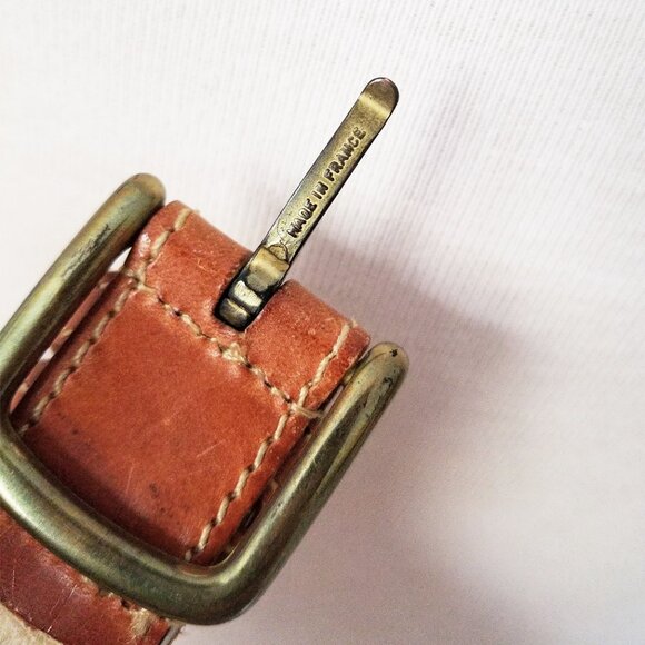 Guy Laroche Vintage Paris Made in France Wide Leather Belt 28 Tan Brown Designer - Picture 9 of 14